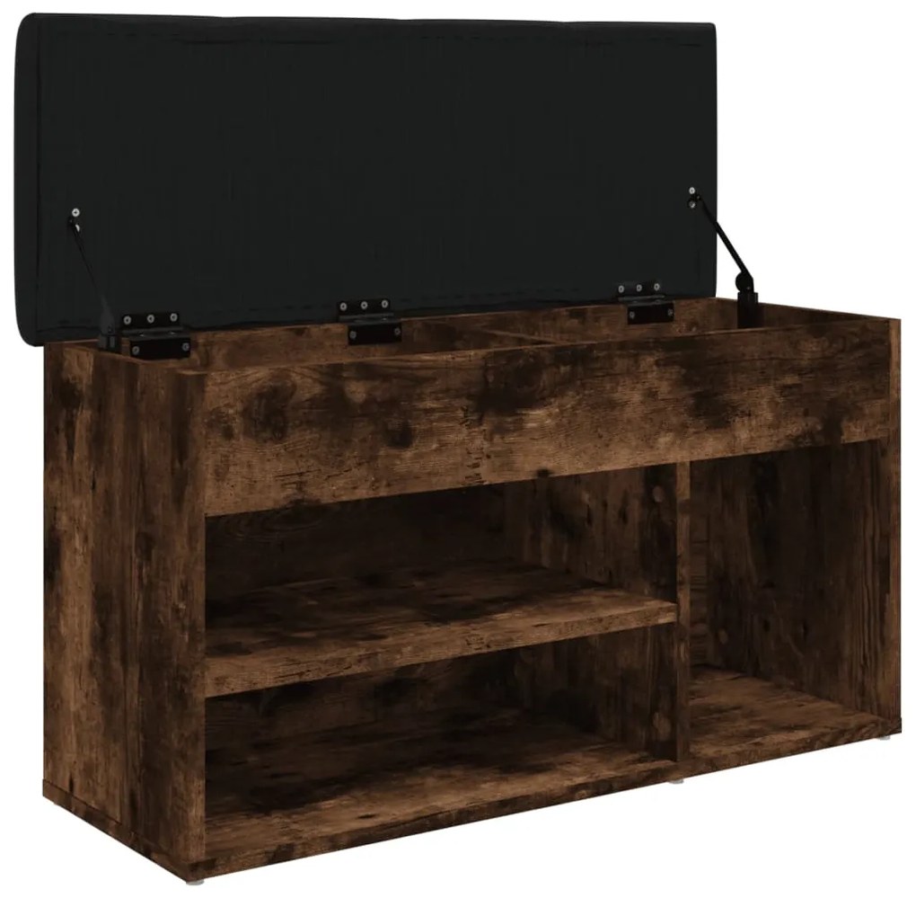 füstös tölgy színű szerelt fa cipőtároló pad 82 x 32 x 45,5 cm