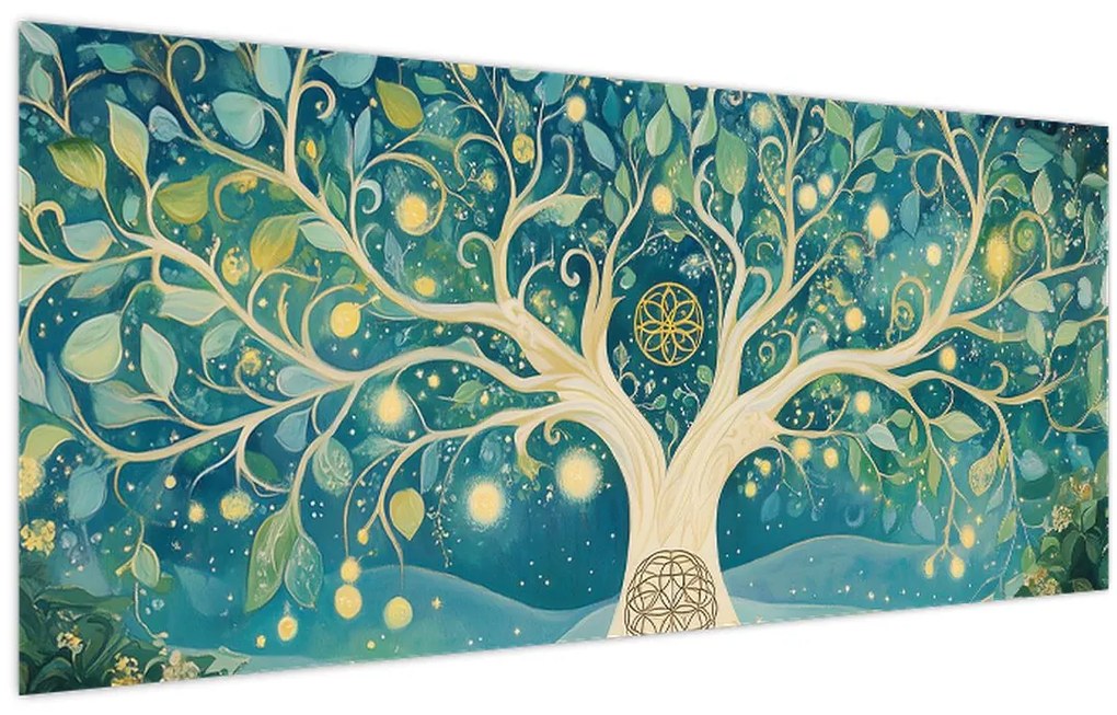 Kép – Mágikus fa spirálokkal (120x50 cm)