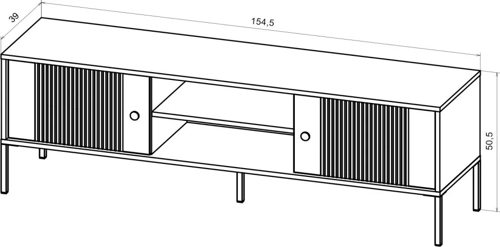 TV szekrény kasmír színben fekete elemekkel arany fogantyúkkal – ISEO IS01