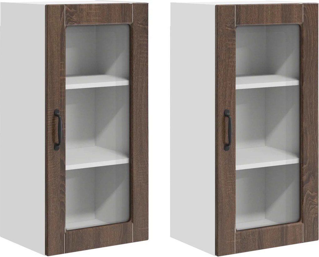 vidaXL Konyhaszekrény 2 pcs Barna Tölgy 40 x 31 x 80 cm Faanyag