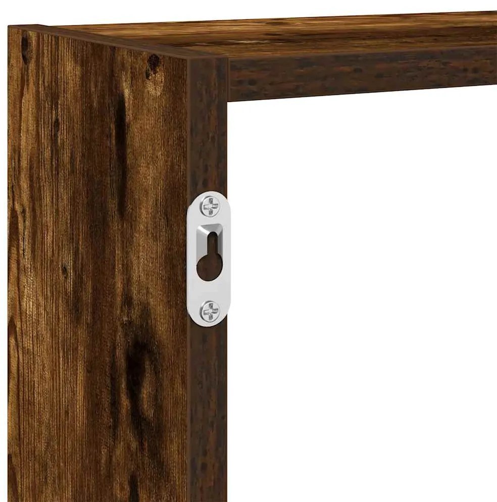 füstös tölgy színű szerelt fa fali kockapolc 7 rekeszes színű