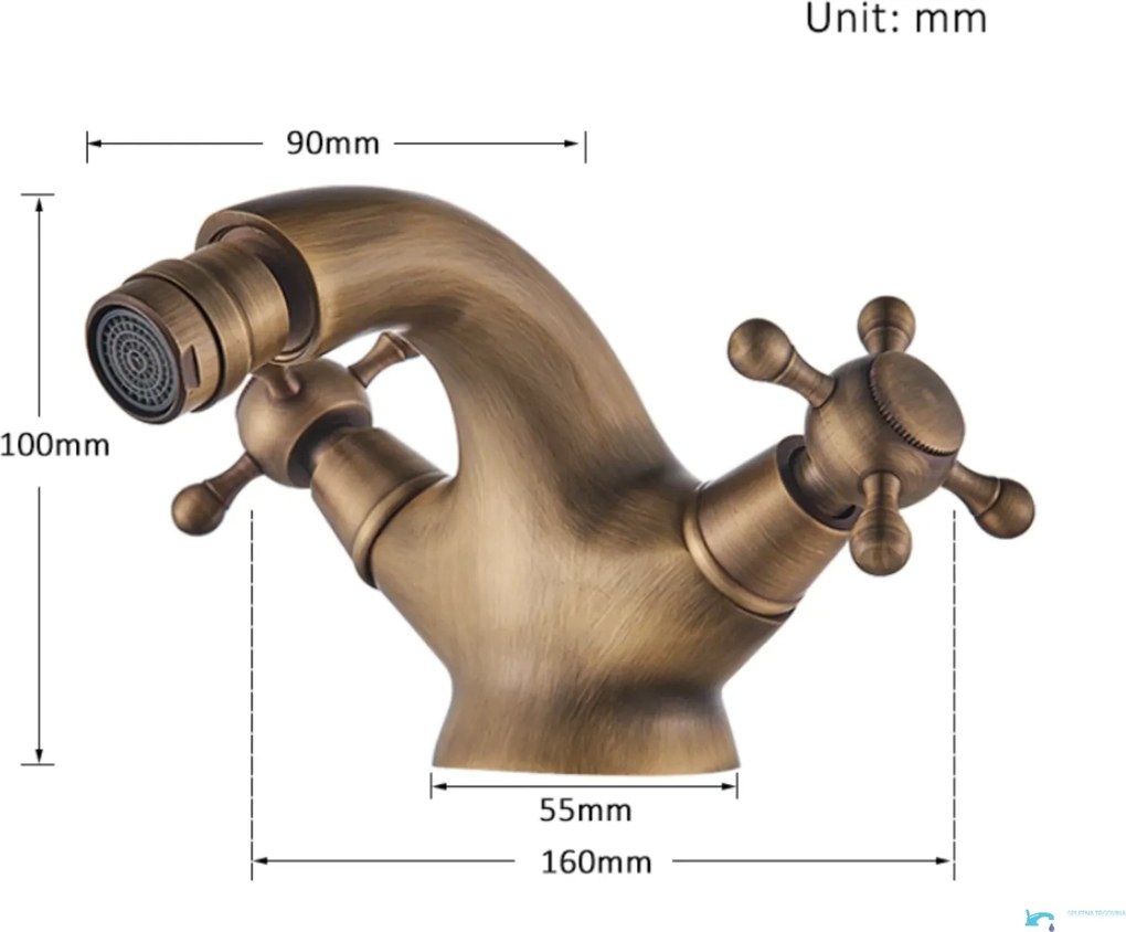 Bidécsaptelep EYN AQB1144 forgatható kifolyóval, antik bronz felülettel