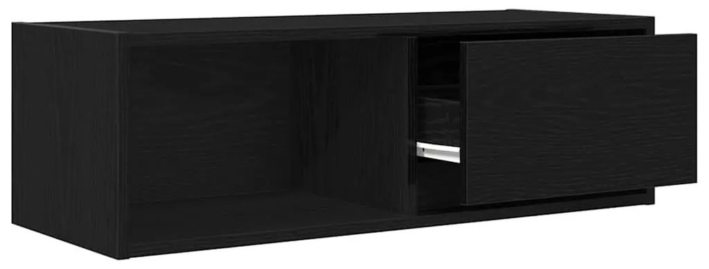 2 db fekete tölgy színű szerelt fa TV-szekrény 80x31x25,5 cm
