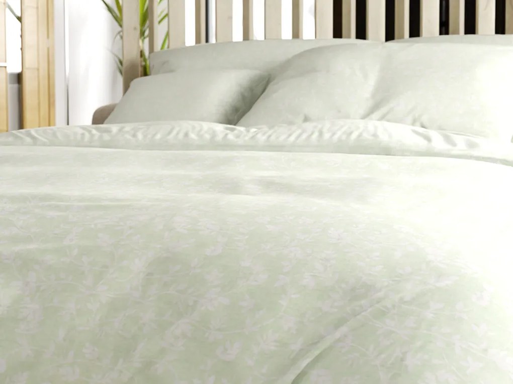 Renforcé pamut ágyneműhuzat GREEN FLOWERS zöld Ágyneműhuzat mérete: 70 x 90 cm | 140 x 200 cm