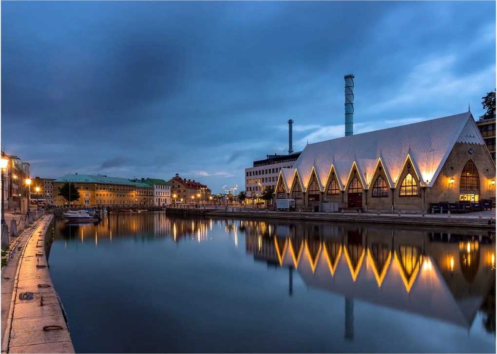 Vízcsatorna képe - Göteborg (üvegen) (70x50 cm)