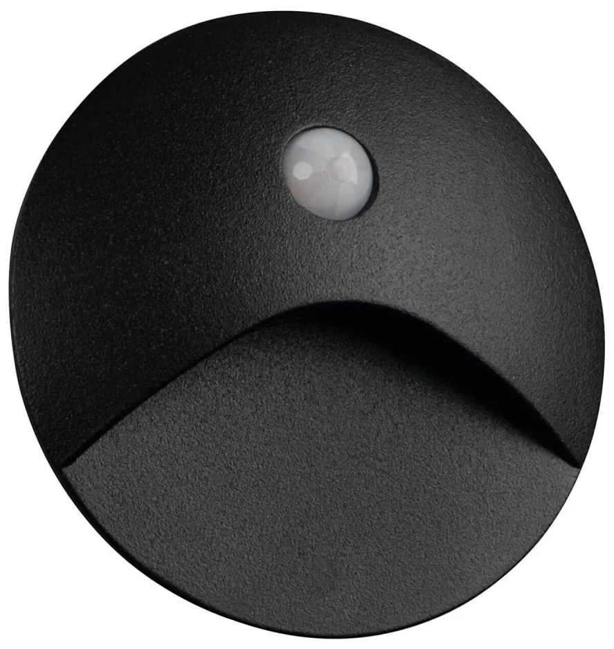 Kanlux 39124 - LED lépcsőlámpa érzékelővel EXIN 2,5W/230V 3000K IP65 fekete, kerek