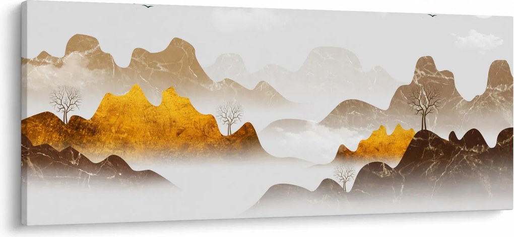 Kép - Hegyek a ködben (120x50 cm)