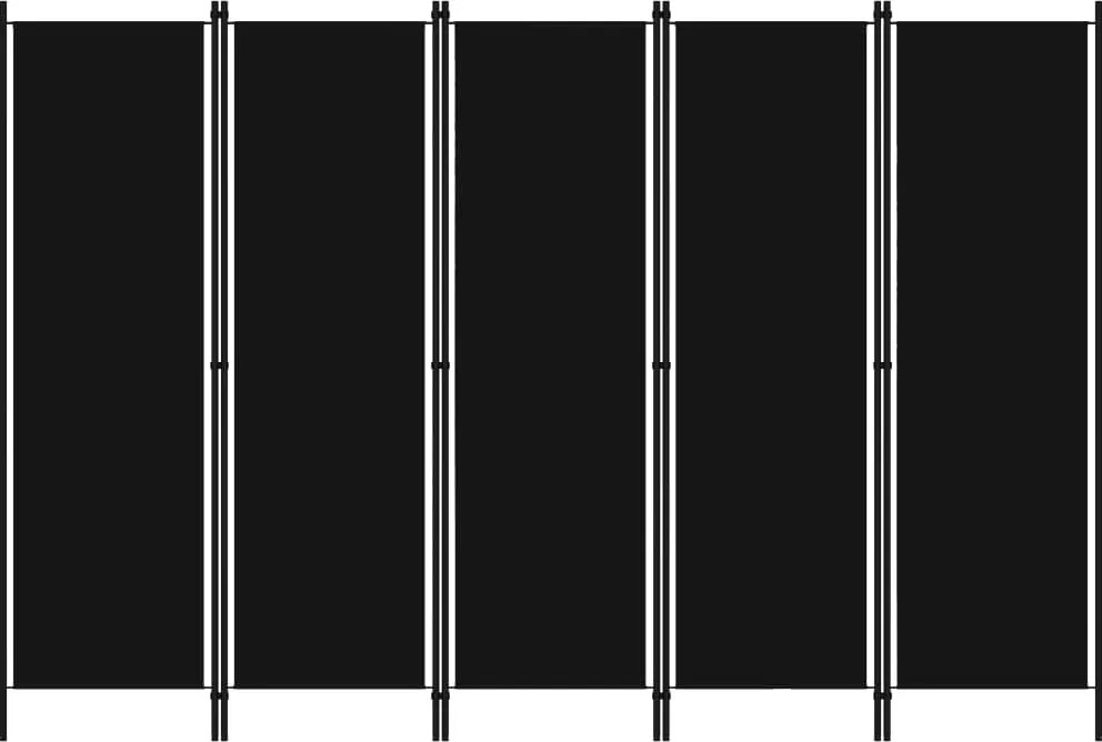 vidaXL fekete 5 paneles paraván 250 x 180 cm