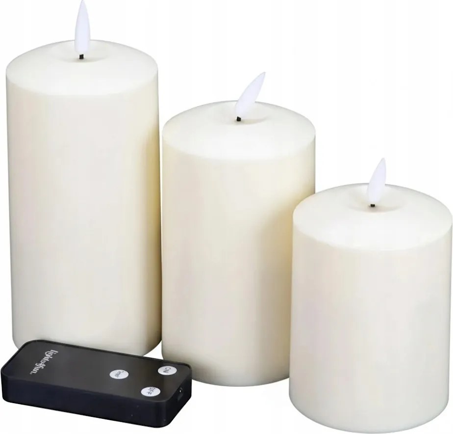 Lights4fun 3 db-os Led gyertya szett TruGlow Kültéri időzítő Kültéri Meleg fehér