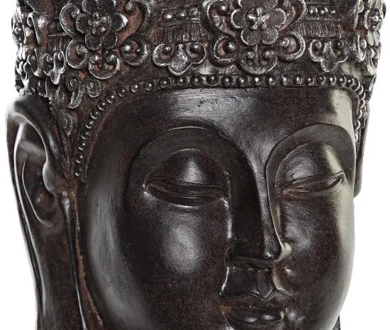 Antikolt sötét szürke Buddha fej kaspó 20,5x20x30 cm
