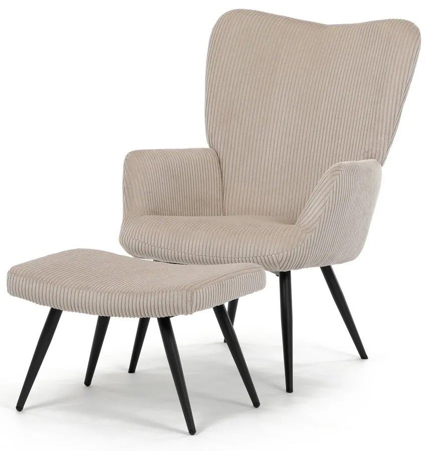 Pihenőfotel lábtartóval L7285 CRM6, krém