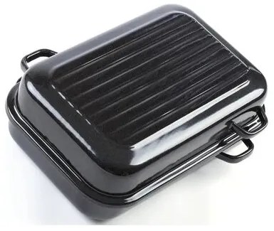 Belis Smaltált dupla sütőedény bordázattal ésoldalsó fogantyúkkal, 40 cm