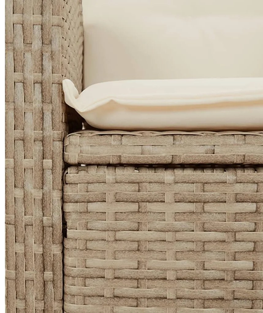3 részes bézs polyrattan kerti étkezőgarnitúra párnákkal