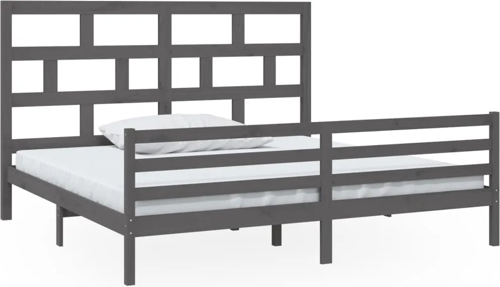 vidaXL szürke tömör fenyőfa ágykeret 200 x 200 cm