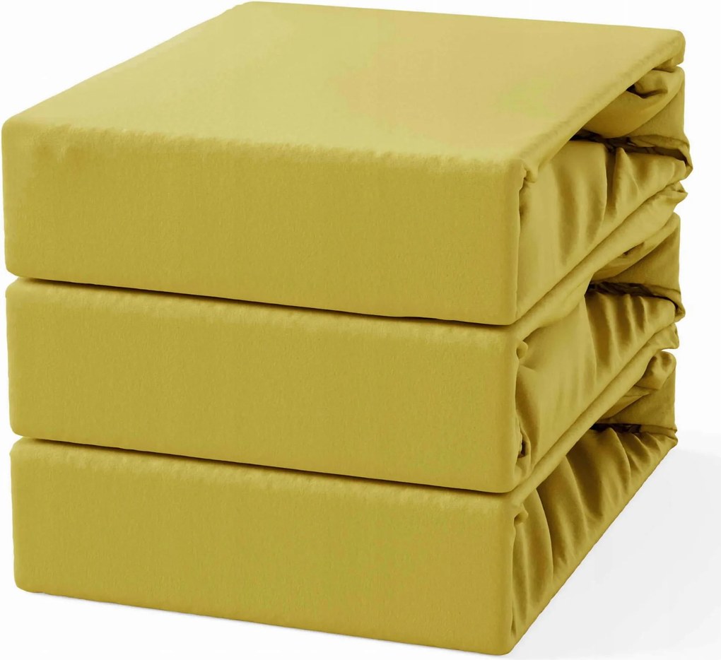 Gumis lepedő 160x200 Frottír Mustársárga