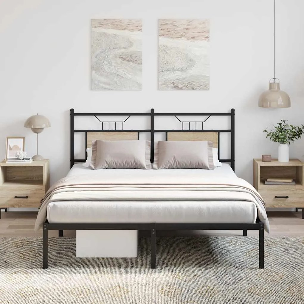 sonoma tölgy színű szerelt fa ágykeret matrac nélkül 140x190 cm
