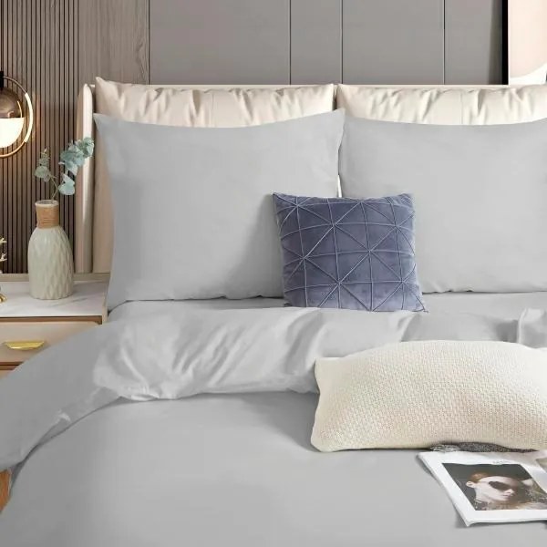 Szatén ágyneműhuzat 160x200 szürke egyszínű