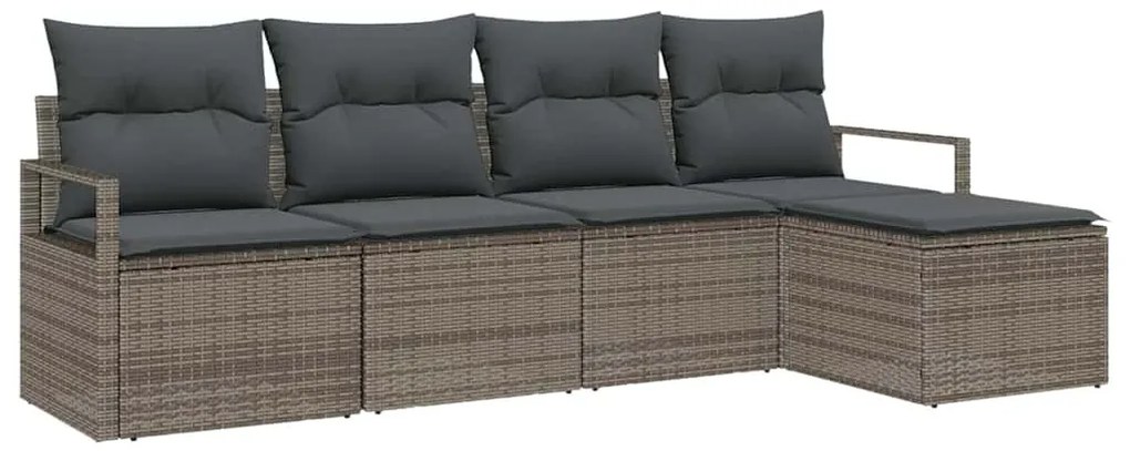 Kerti Kanapé Szett 5 pcs Szürke Poli rattan, porfestett acél