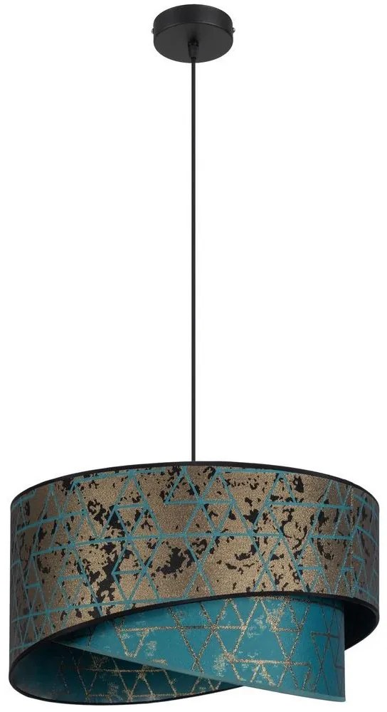 Csillár zsinóron REZO 1xE27/60W/230V türkiz/arany