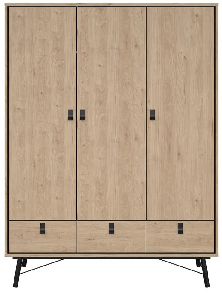 Natúr színű ruhásszekrény tölgyfa dekorral 150x200 cm Ry – Tvilum