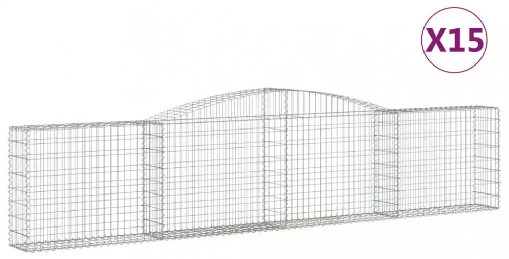 vidaXL 15 db íves horganyzott vas gabion kosár 400x30x80/100 cm