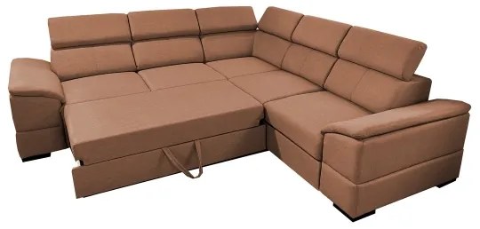 Univerzális sarokülőgarnitúra, ággyá nyitható, tárolóval GRANADA barna