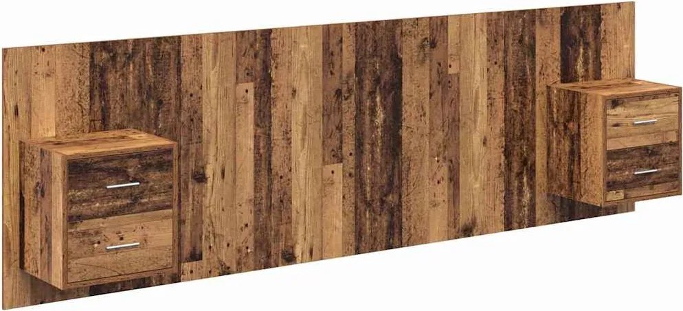 vidaXL Fejtámla Szekrénnyel fiókkal fejtámlával 3 pcs Öreg fa Faanyag