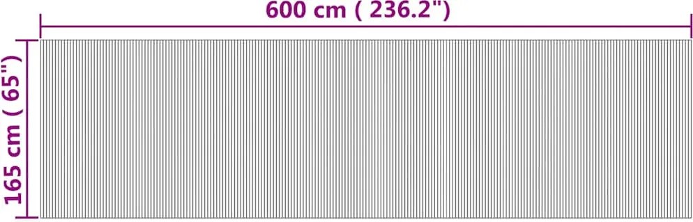 Természetes színű bambusz térelválasztó szélessége 600 cm magassága 165 cm