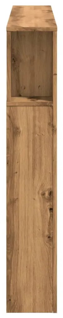 kézműves tölgyszínű szerelt fa LED-es fejtámla 140x18,5x103,5cm