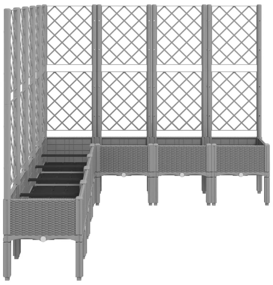 világosszürke PP rácsos kerti ültetőláda 200 x 160 x 142 cm