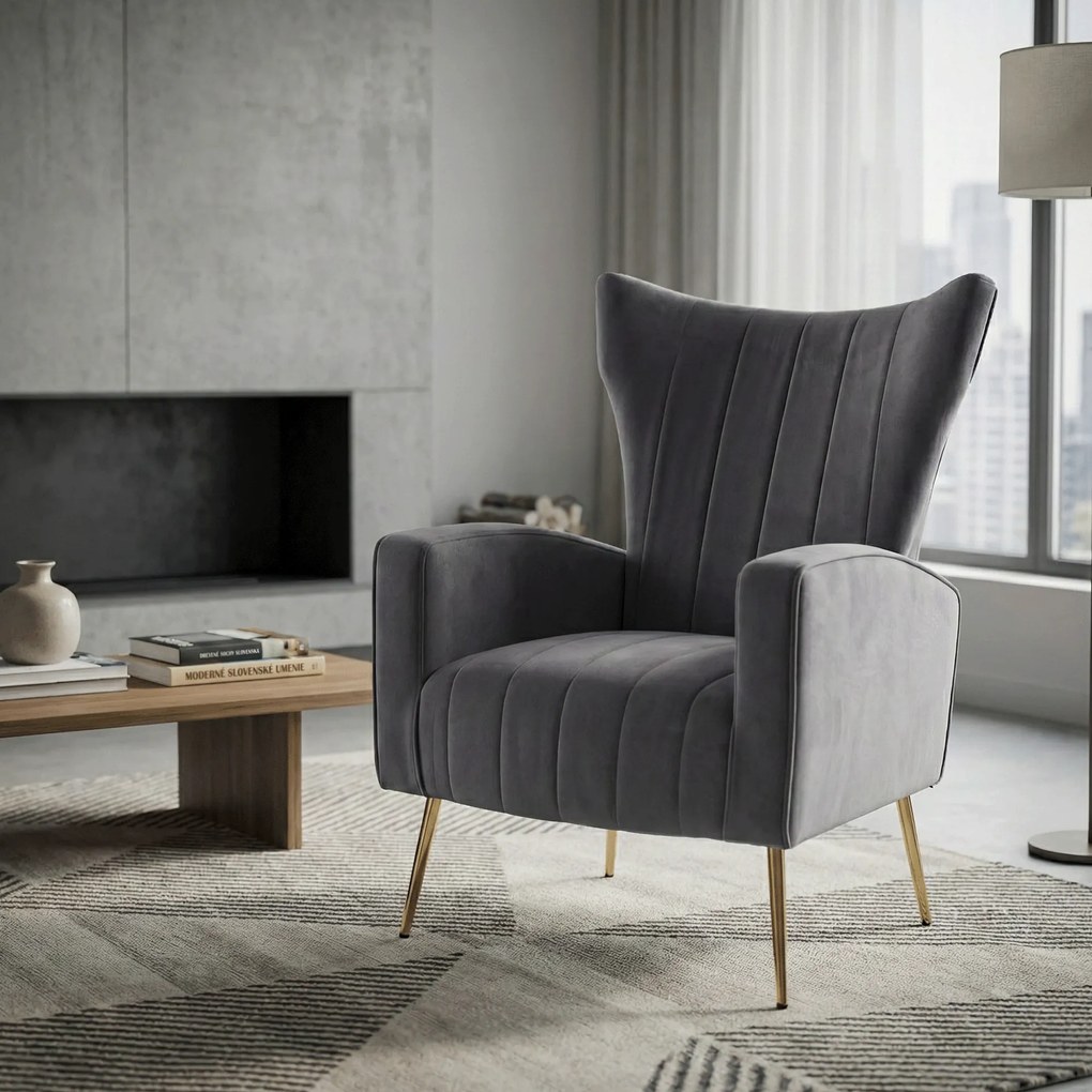 Relaxfotel, szürke Velvet szövet, BARET