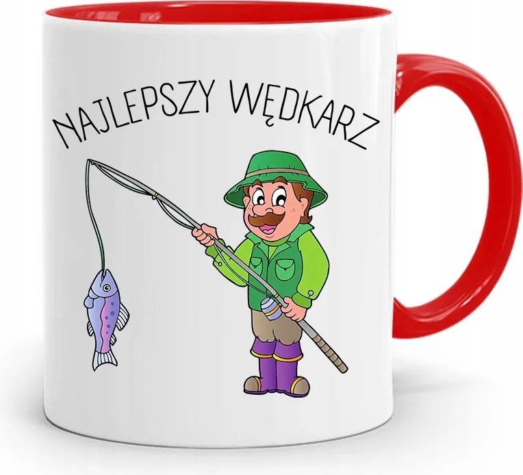 Piros Horgász Bögre Horgász Legjobb Horgász Nyomtatott Fotóval