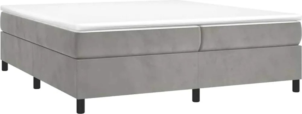 vidaXL világosszürke bársony rugós ágy matraccal 200x200 cm