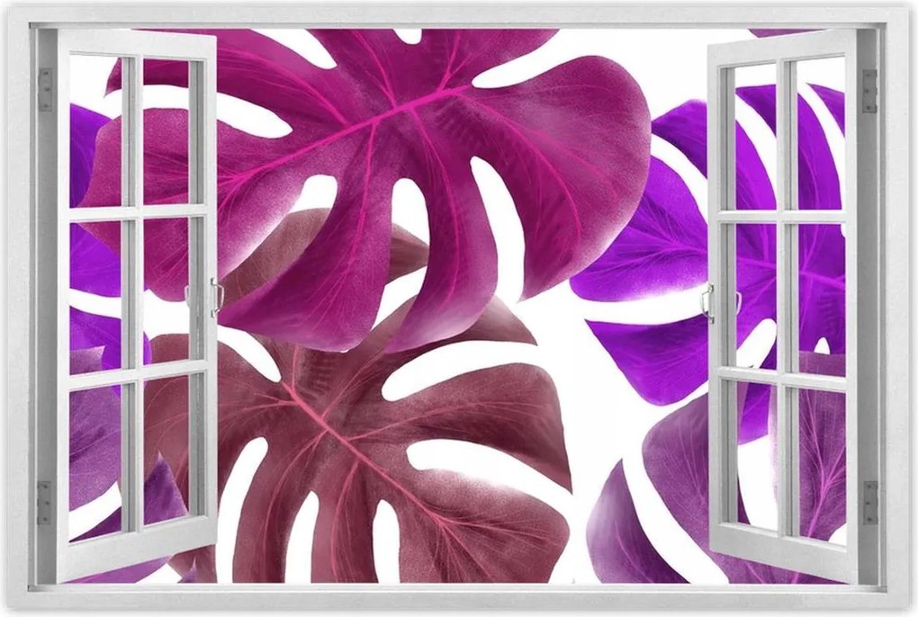 Poszter 60x40 Monstera Levelek Lila