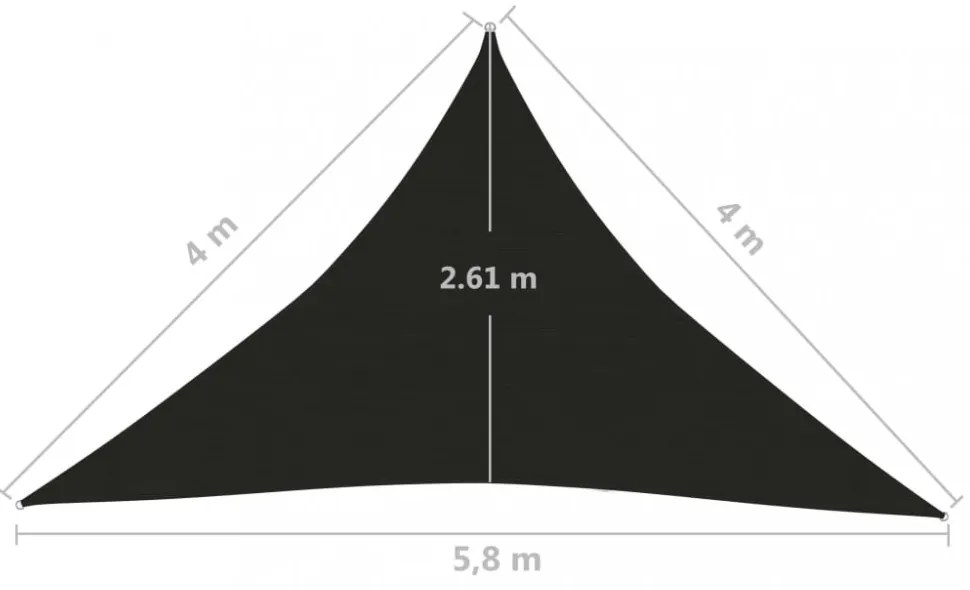 fekete HDPE napvitorla 160 g/m² 4 x 4 x 5,8 m