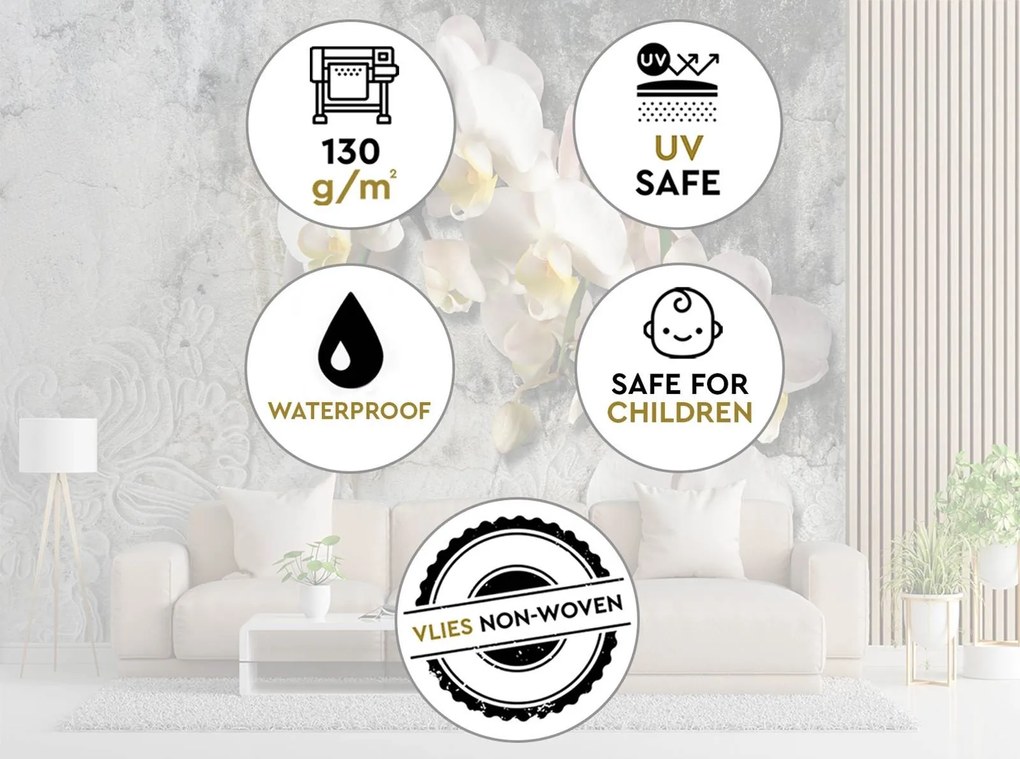 Gario Fotótapéta Virágzó orchidea egy régi fal hátterén Anyag: Vlies, Méret: 100 x 70 cm