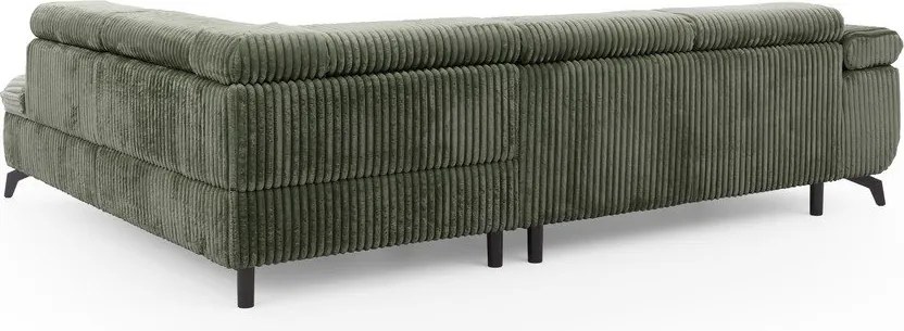 Zöld kordbársony sarokkanapé (jobb oldali-L alakú) Marbeya – Ropez