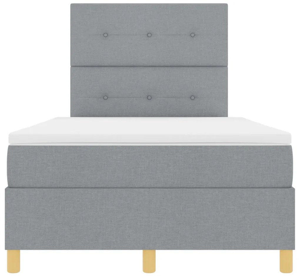 Box Spring Ágy Matrac &amp; LED Világosszürke 120x190 cm Szövet
