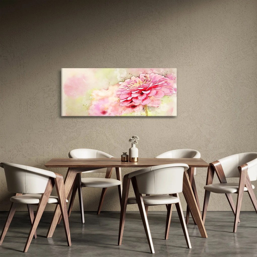 Kép - rózsaszín virág, akvarell (120x50 cm)