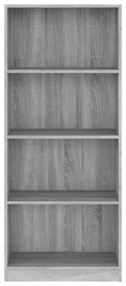 4 szintes szürke sonoma szerelt fa könyvszekrény 60x24x142 cm