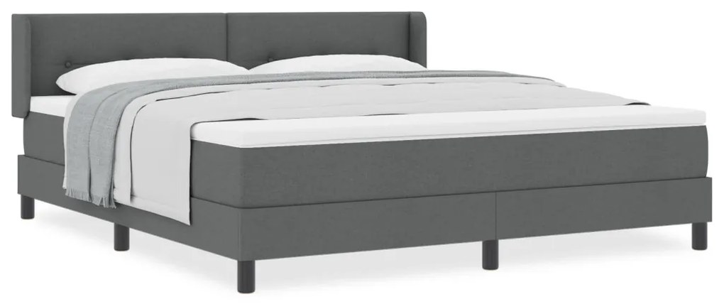 Boxspring Ágy Mattal, Sötétszürke, 180 x 200 cm, Szövet