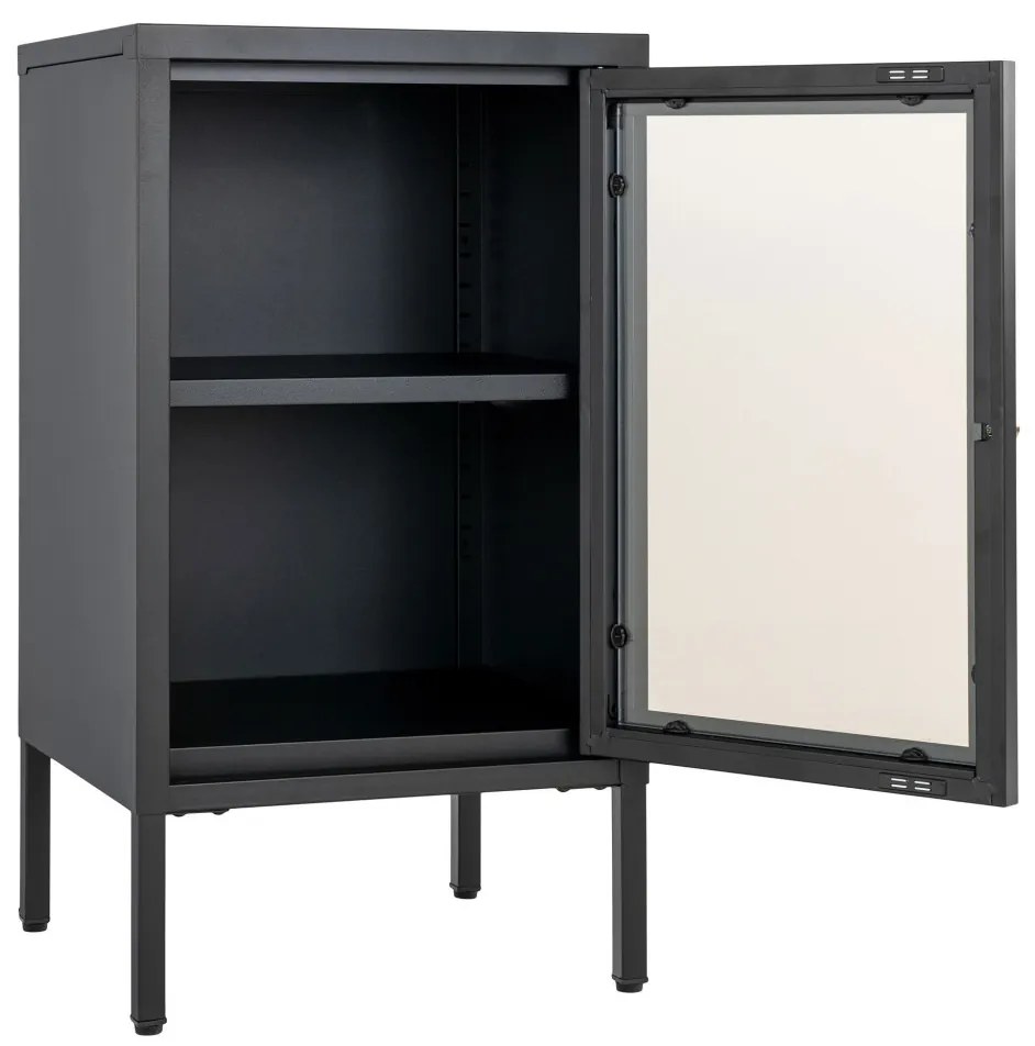 Dalby vitrin, 1 ajtó, acél, fekete 38x35x70 cm