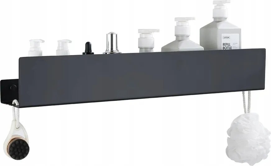 Zuhanypolc Fekete Rozsdamentes acél 60cm Függő Fürdőszoba