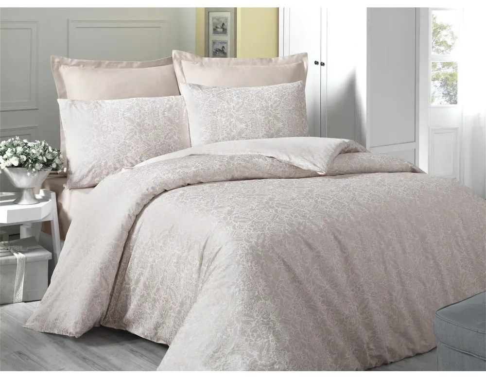 Cream krémszínű egyszemélyes ágyneműhuzat pamut-szaténból, 140 x 200 cm