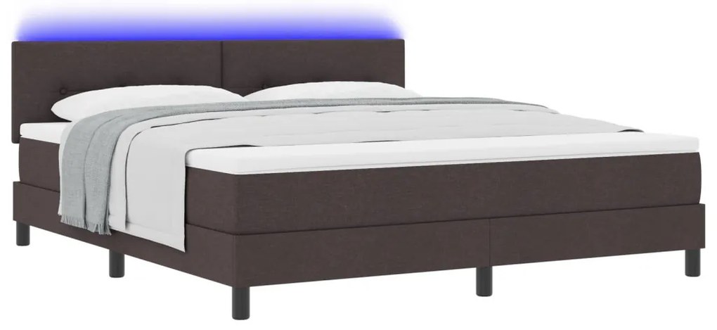 vidaXL Boxspring Ágy Matrazzsal és LED-del Sötétbarna 180x200 cm Szövet