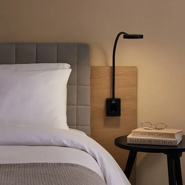 Rabalux 71283 - TIVRO E LED dimmelhető fali lámpa 4W/230V, konnektorba dugható USB-csatlakozóval, fekete