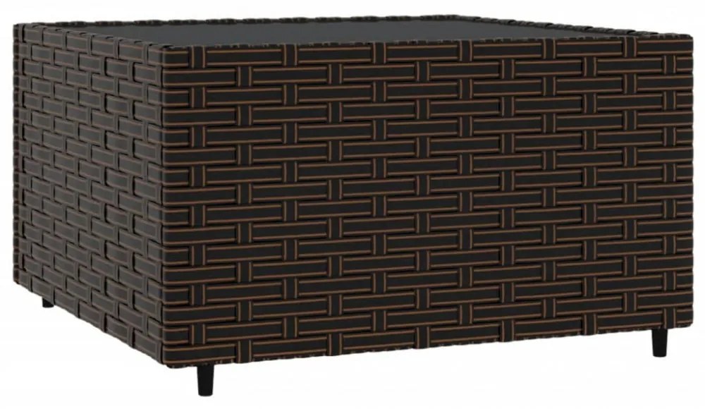 barna polyrattan négyzet alakú kerti dohányzóasztal 50x50x30 cm
