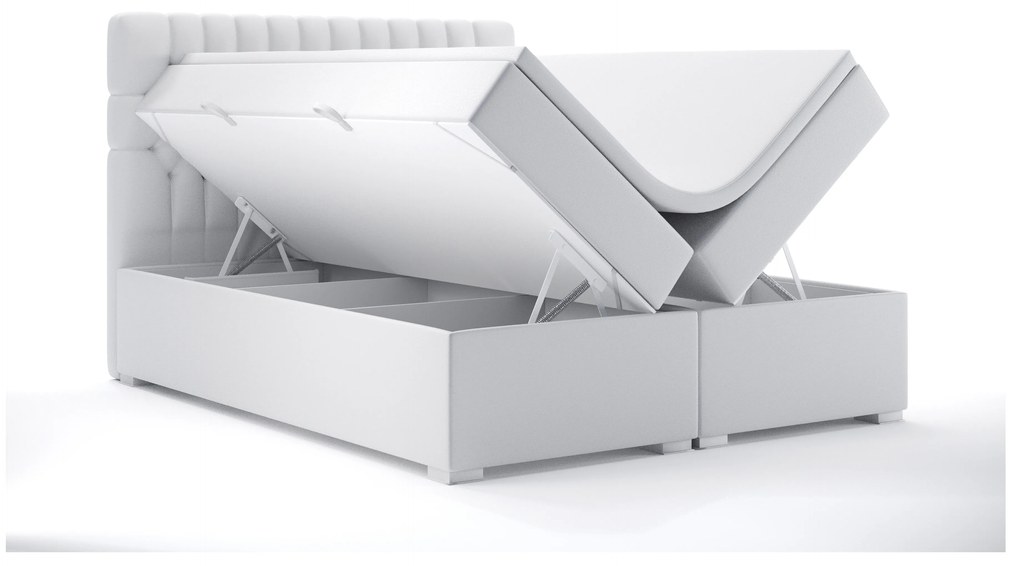 Franciaágy Boxspring 180 cm Daliny (fehér öko-bőr) (tárolóhellyel). Akció -17%. 1044206