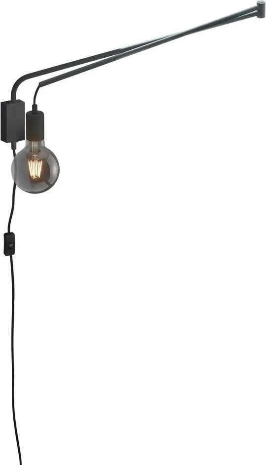 Matt fekete konnektorhoz csatlakoztatható fali lámpa hajlítható szerkezettel Line – Trio