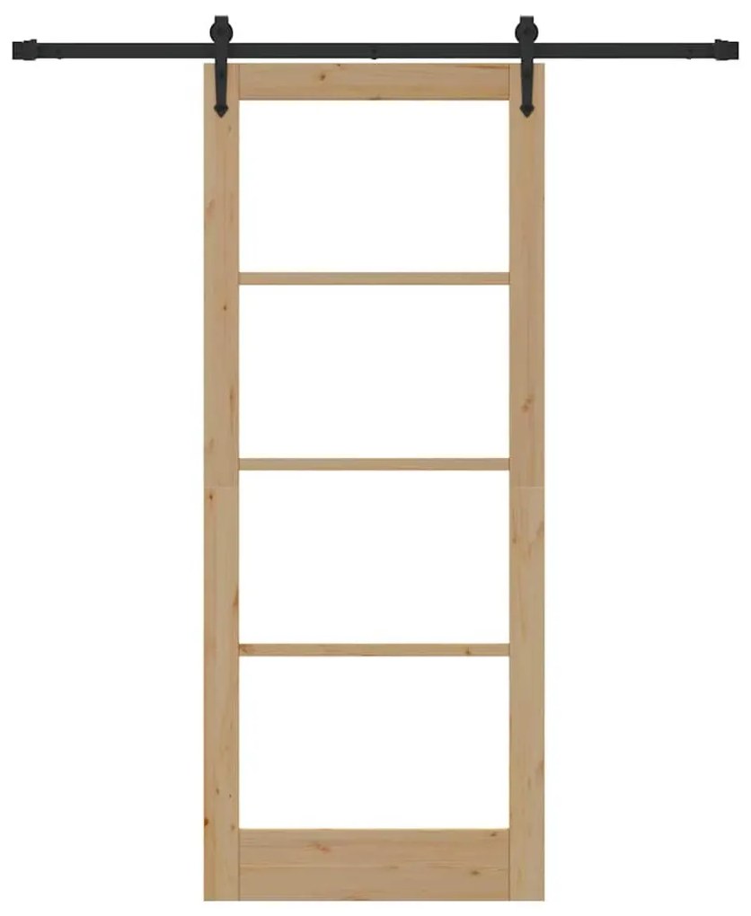Egyszerű Csúszó Ajtó Barna 86 x 211 cm Fa és fém